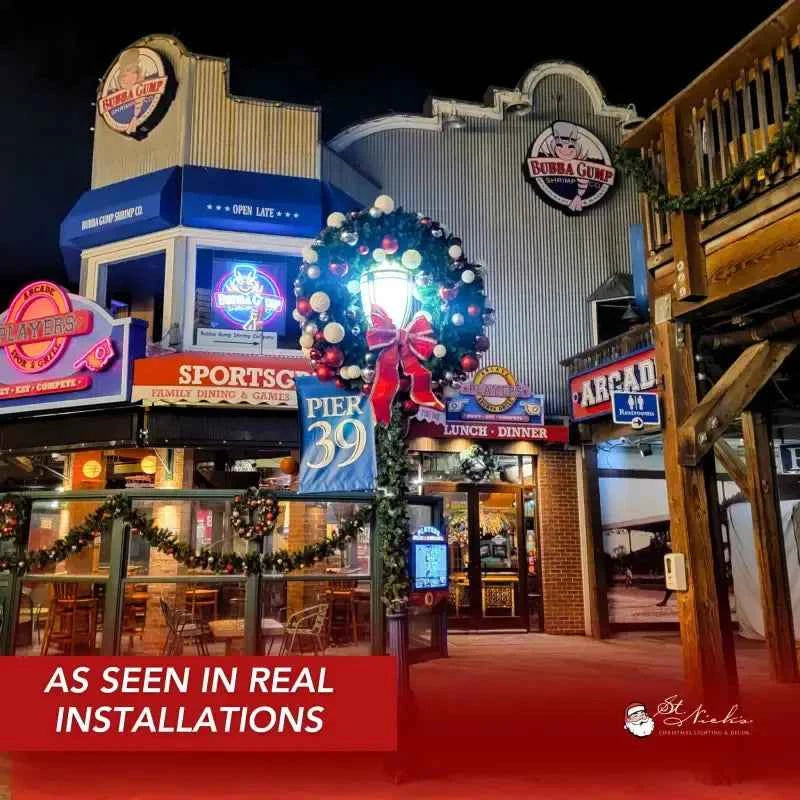 Pre-Decorated Christmas Wreath with Warm White Lights Red/White/Silver