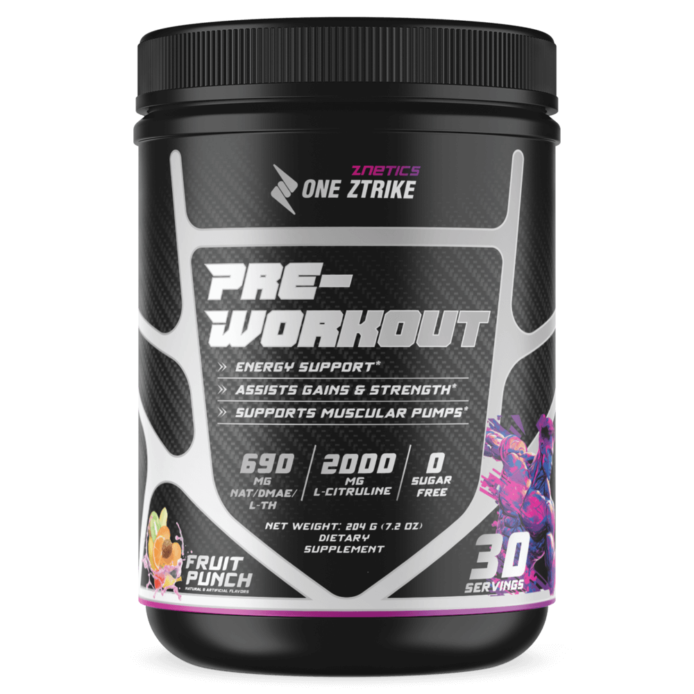 Pre-Workout Fruit Punch | Creatine, Nitric Oxide & Amino Acids | ONE ZTRIKE by ZNETICS by Znetics