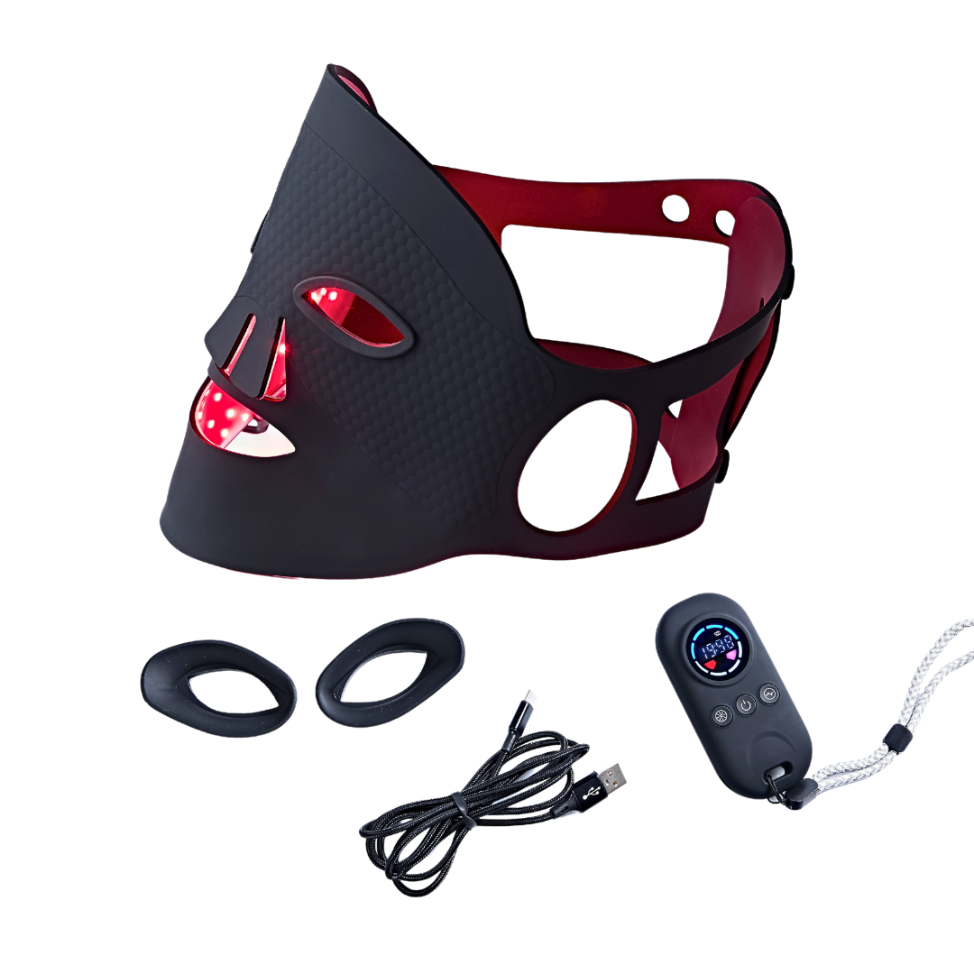 Eco Face proCLEAR LED Mask Jet Black - Red & Near Infrared Light Therapy for Anti-Aging - DestGlow