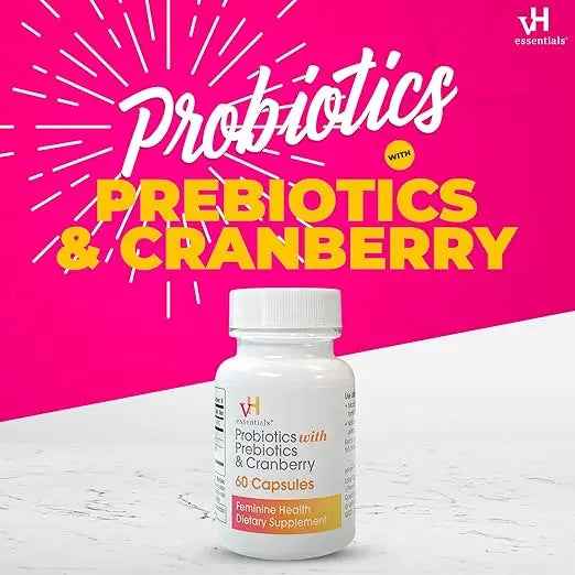 vH Essentials Probiotics for Women with Prebiotics, Cranberry & Vitamin C - 60 Capsules (30 Day Supply) - Women&