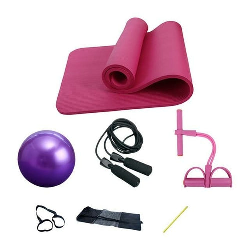 5-Piece Deluxe Yoga Fitness Set - Complete Home Gym Exercise Kit with Mat, Ball & Resistance Bands