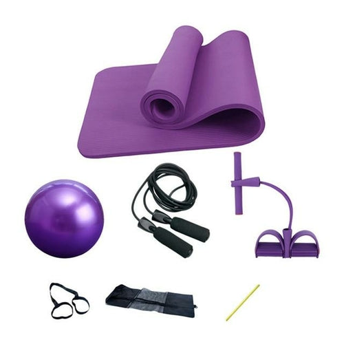 5-Piece Deluxe Yoga Fitness Set - Complete Home Gym Exercise Kit with Mat, Ball & Resistance Bands