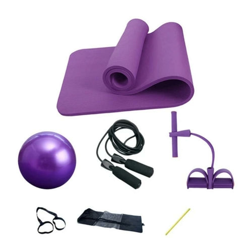 5-Piece Deluxe Yoga Fitness Set - Complete Home Gym Exercise Kit with Mat, Ball & Resistance Bands