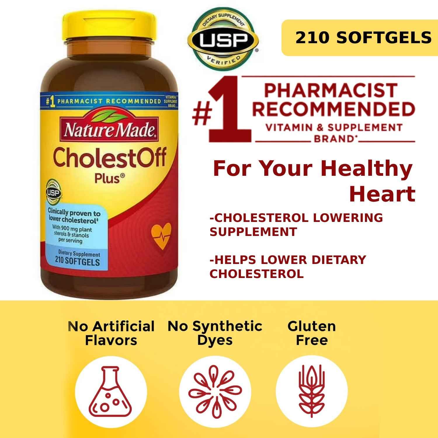 Nature Made CholestOff Plus for Heart Health Support, 210 Softgels - Clearance Sale