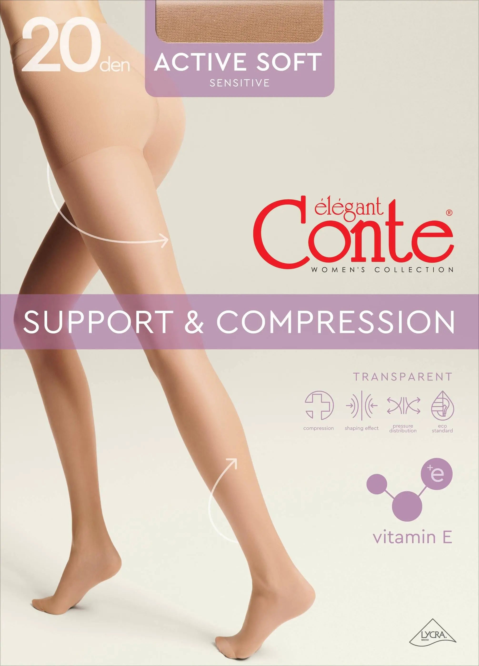 Tights Conte Active Soft 20 Den - Shaping Support with Vitamin E