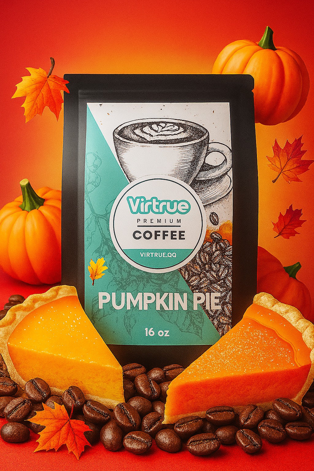Pumpkin Pie Flavored Coffee – 16oz | Virtrue Premium by Virtrue