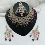 Joban Fashion Purple Color Stone Work Necklace Set
