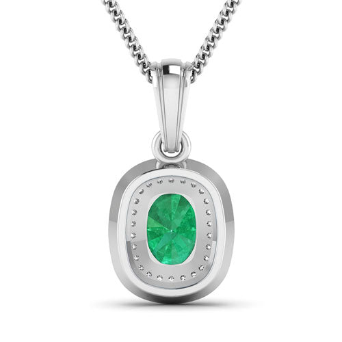 1.50 Carat Genuine Zambian Emerald and White Diamond 14K White Gold Pendant by Bids.com