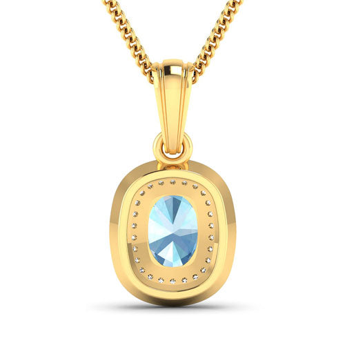 1.35 Carat Genuine Aquamarine and White Diamond 14K Yellow Gold Pendant by Bids.com