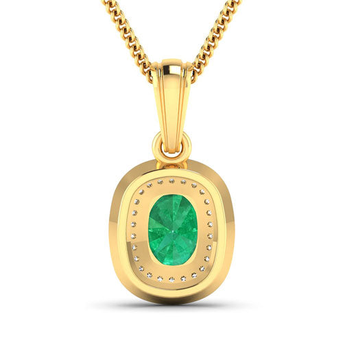 1.50 Carat Genuine Zambian Emerald and White Diamond 14K Yellow Gold Pendant by Bids.com
