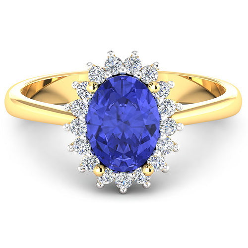 1.92 Carat Genuine Tanzanite and White Diamond 14K Yellow Gold Ring by Bids.com