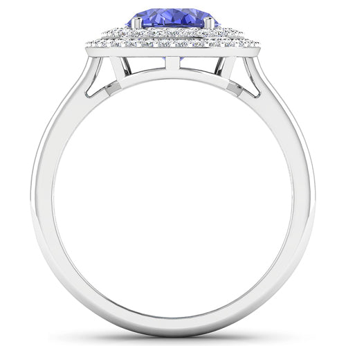 2.02 Carat Genuine Tanzanite and White Diamond 14K White Gold Ring by Bids.com