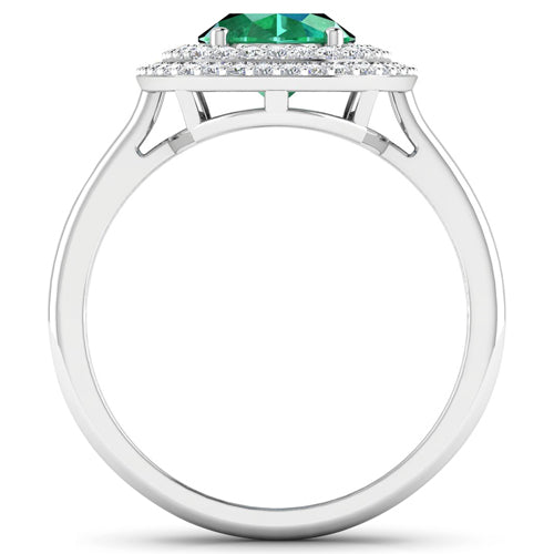 1.97 Carat Genuine Zambian Emerald and White Diamond 14K White Gold Ring by Bids.com