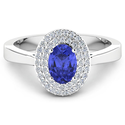 0.91 Carat Genuine Tanzanite and White Diamond 14K White Gold Ring by Bids.com