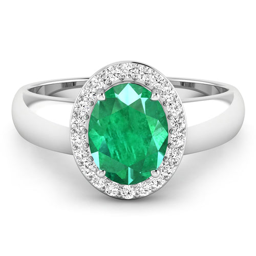 1.87 Carat Genuine Zambian Emerald and White Diamond 14K White Gold Ring by Bids.com