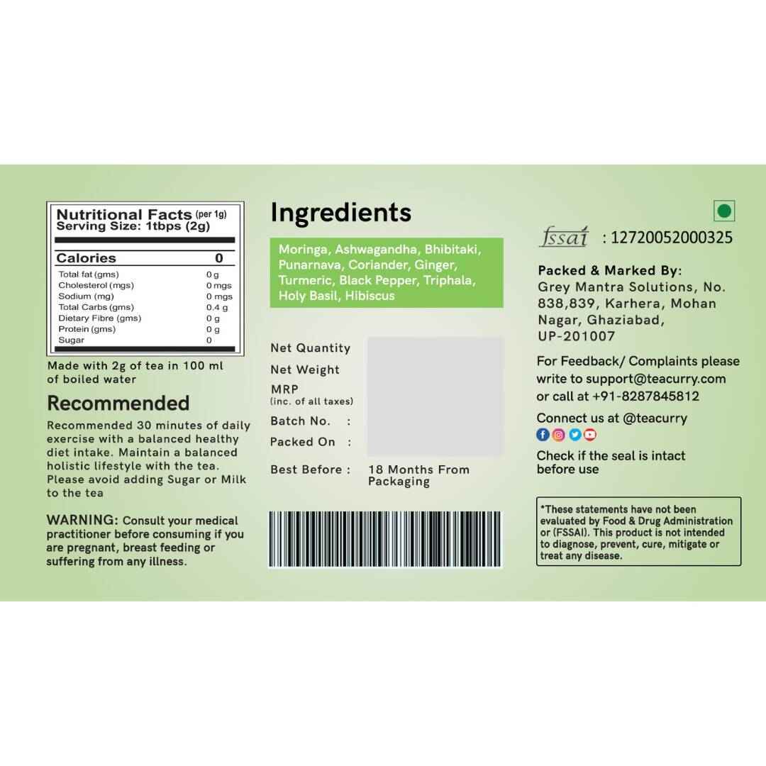 Teacurry Upper Body Fat Burn Tea, 30 Tea Bags (1 Month Pack) - Helps Lose Weight Around Chest, Shoulders, Neck And Arms Fat