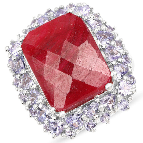 15.13 Carat Dyed Ruby & Tanzanite .925 Sterling Silver Ring by Bids.com