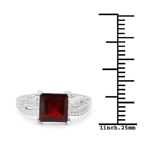 2.99 Carat Genuine Garnet and White Topaz .925 Sterling Silver Ring by Bids.com