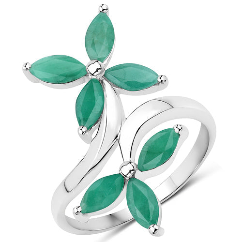 1.47 Carat Genuine Emerald .925 Sterling Silver Ring DestGlow