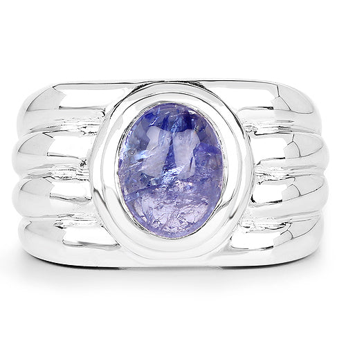 3.55 Carat Genuine Tanzanite .925 Sterling Silver Ring by Bids.com
