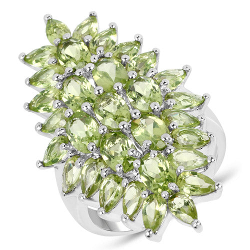 8.89 Carat Genuine Peridot .925 Sterling Silver Ring DestGlow