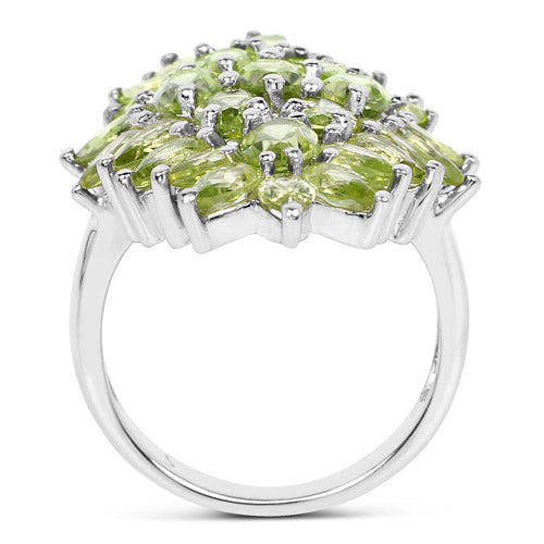 8.89 Carat Genuine Peridot .925 Sterling Silver Ring DestGlow