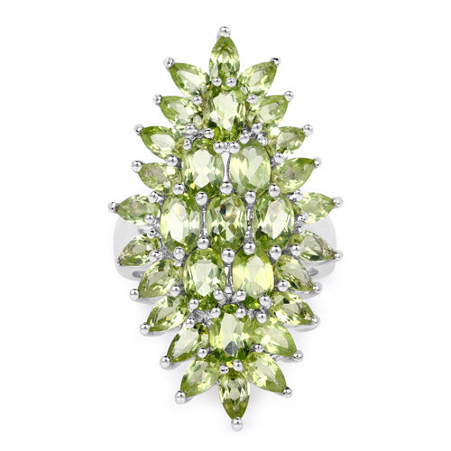8.89 Carat Genuine Peridot .925 Sterling Silver Ring DestGlow