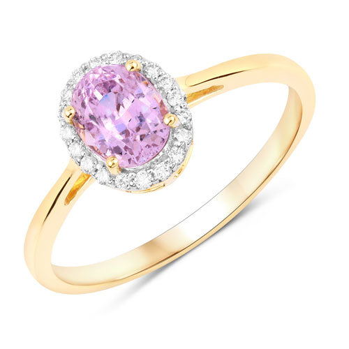 1.31 Carat Genuine Pink Sapphire and White Diamond 14K Yellow Gold Ring by Bids.com