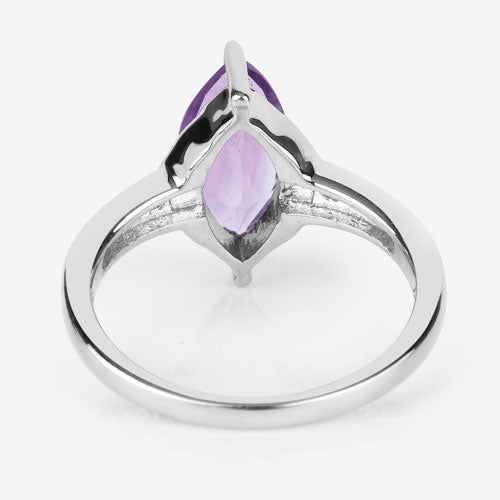 1.55 Carat Genuine Amethyst and White Topaz .925 Sterling Silver Ring DestGlow