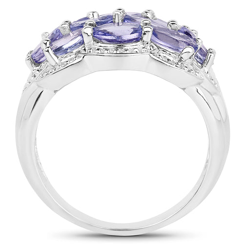 2.66 Carat Genuine Tanzanite .925 Sterling Silver Ring DestGlow