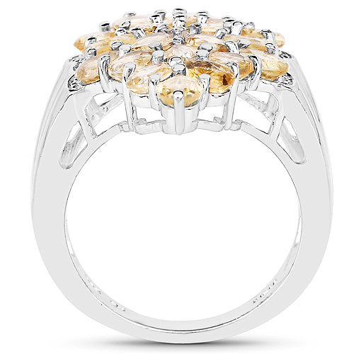 3.54 Carat Genuine Citrine and White Topaz .925 Sterling Silver Ring by Bids.com