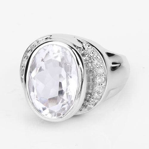 5.38 Carat Genuine Crystal Quartz and White Diamond .925 Sterling Silver Ring by Bids.com