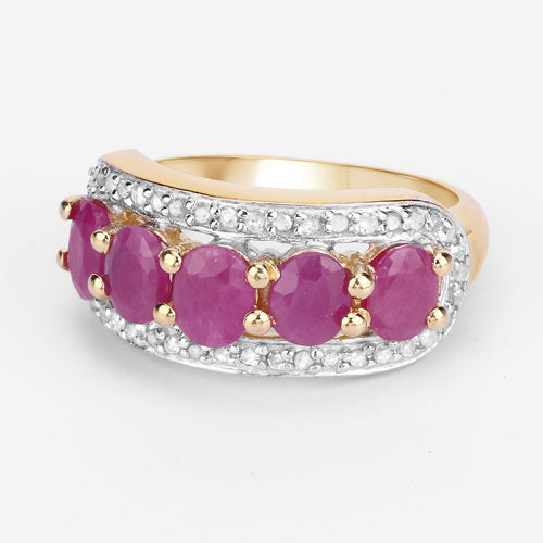 1.74 Carat Genuine Ruby and White Diamond .925 Sterling Silver Ring by Bids.com