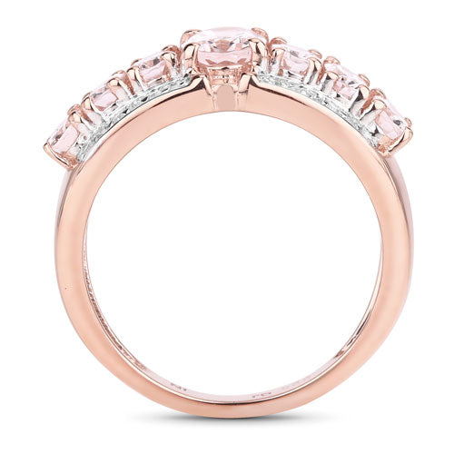 2.15 Carat Genuine Morganite and White Diamond .925 Sterling Silver Ring DestGlow