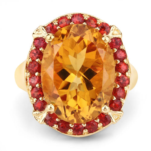 9.38 Carat Genuine Citrine and Orange Sapphire .925 Sterling Silver Ring by Bids.com