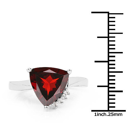 3.56 Carat Genuine Garnet and White Topaz .925 Sterling Silver Ring by Bids.com
