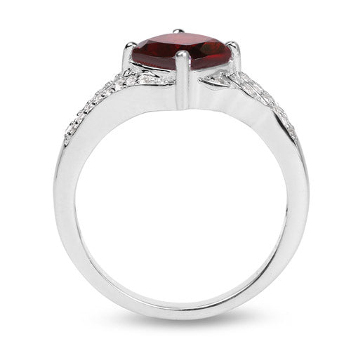 1.67 Carat Genuine Garnet and White Topaz .925 Sterling Silver Ring by Bids.com