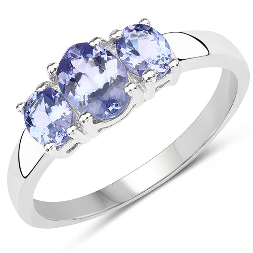 1.41 Carat Genuine Tanzanite .925 Sterling Silver Ring DestGlow