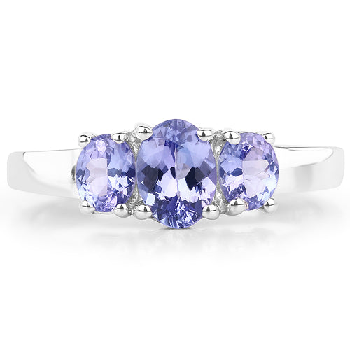 1.41 Carat Genuine Tanzanite .925 Sterling Silver Ring DestGlow