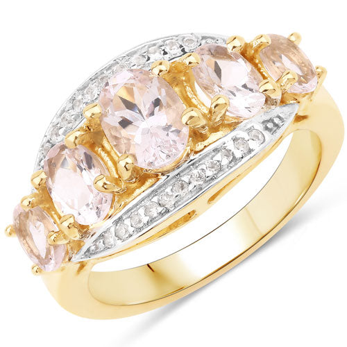 1.97 Carat Genuine Morganite and White Topaz .925 Sterling Silver Ring by Bids.com