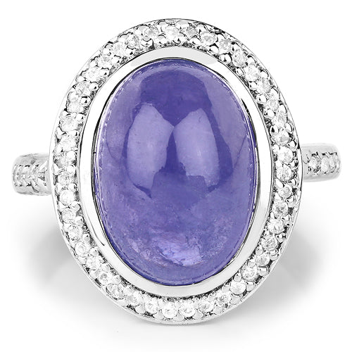 8.26 Carat Genuine Tanzanite & White Topaz .925 Sterling Silver Ring by Bids.com