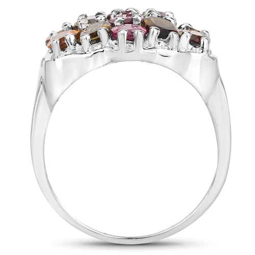 5.89 Carat Genuine Multi Tourmaline .925 Sterling Silver Ring by Bids.com