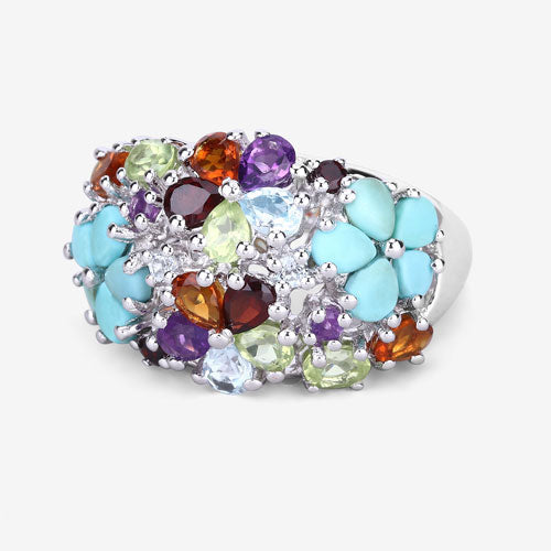 4.03 Carat Genuine Multi Stones .925 Sterling Silver Ring by Bids.com