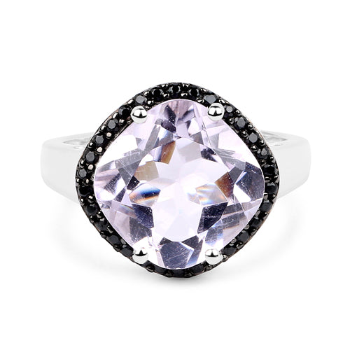 5.50 Carat Genuine Pink Amethyst & Black Spinel .925 Sterling Silver Ring by Bids.com