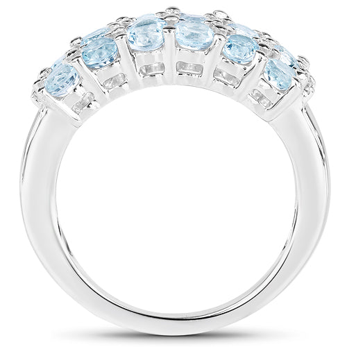 2.29 Carat Genuine Blue Topaz & White Topaz .925 Sterling Silver Ring by Bids.com