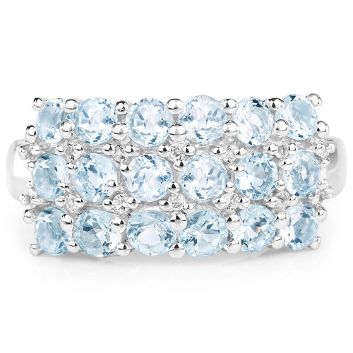2.29 Carat Genuine Blue Topaz & White Topaz .925 Sterling Silver Ring by Bids.com