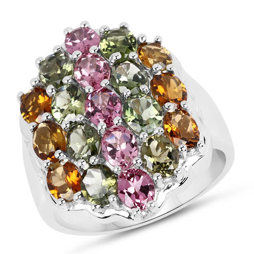 5.89 Carat Genuine Multi Tourmaline .925 Sterling Silver Ring by Bids.com