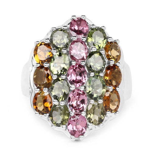 5.89 Carat Genuine Multi Tourmaline .925 Sterling Silver Ring by Bids.com