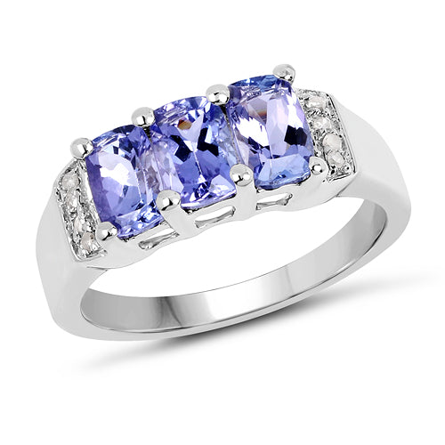 1.63 Carat Genuine Tanzanite & White Diamond .925 Sterling Silver Ring by Bids.com