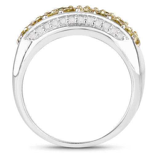1.91 Carat Genuine Yellow Diamond and White Diamond .925 Sterling Silver Ring by Bids.com